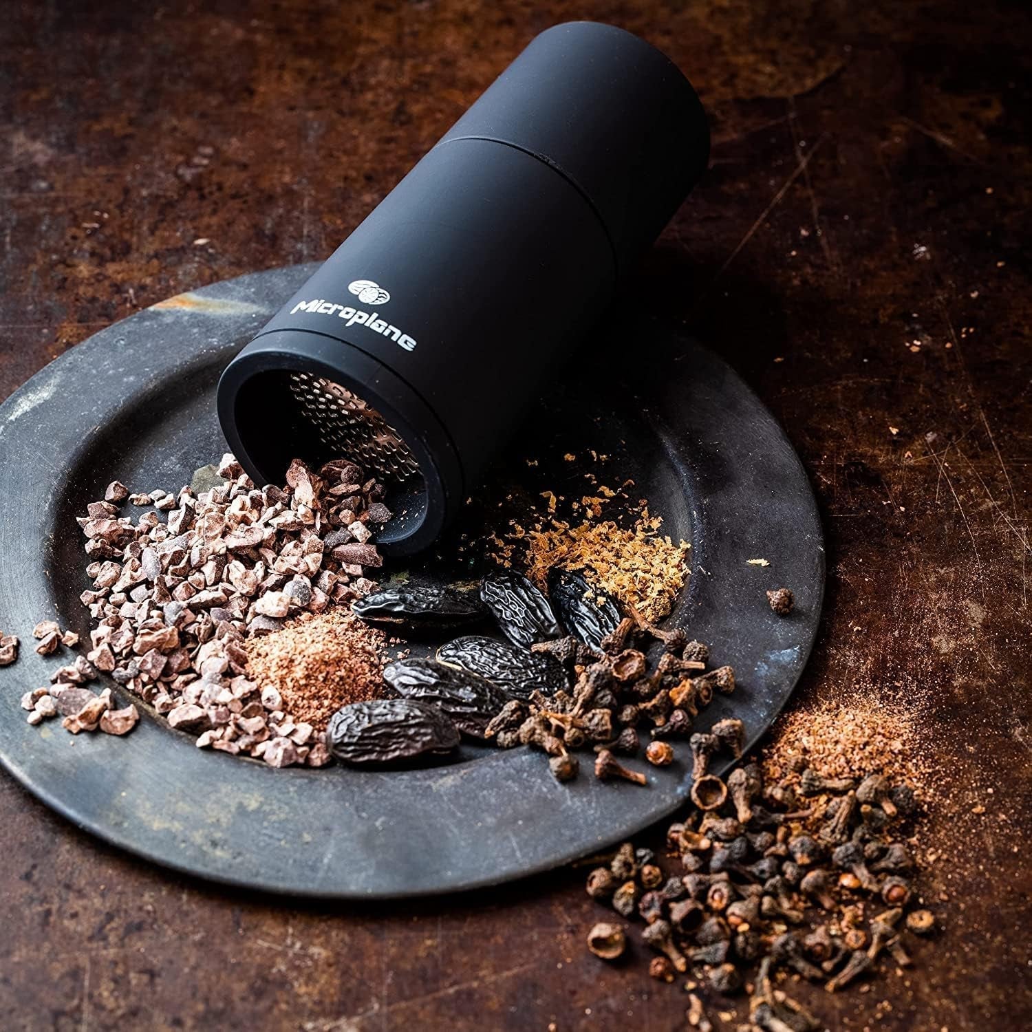 Moulin à épices Microplane noir pour noix de muscade, cannelle, fèves tonka, poivre long et autres épices sèches Broyage et broyeurs Naty Shop