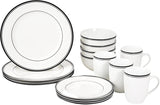 Amazon Basics Cafe Service de table 16 pièces à bord noir pour 4 personnes