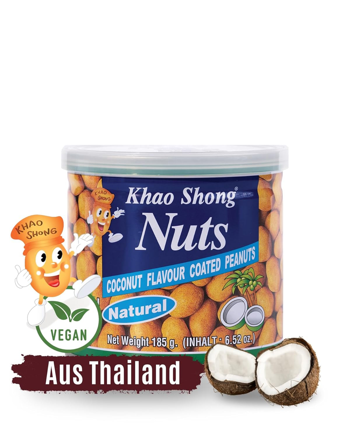 Khao Shong Pois verts frits au wasabi, pois croustillants dans une pâte épicée, une alternative faible en gras aux noix, moyennement épicé, 1 boîte de 140 g | 140 g (1 paquet)
