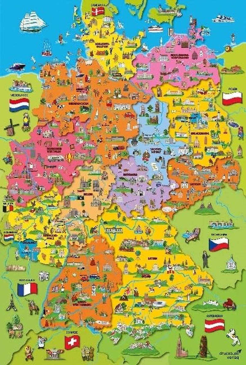 Carte de l'Allemagne avec images (puzzle pour enfants) Puzzle Naty Shop