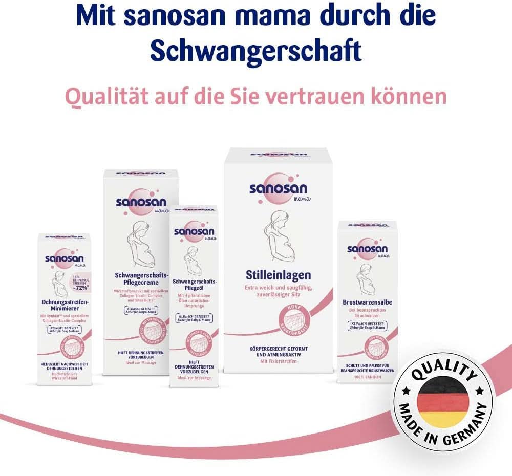 Sanosan Stretch Mark Minimiser, testé cliniquement - réduit les vergetures après la grossesse, sans huile de paraffine, colorants, silicones, 75 ml Cosmétiques et beauté Naty Shop