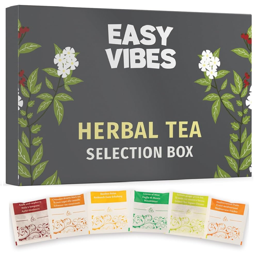 - Coffret cadeau | Coffret avec sélection de tisanes | 24 sachets - Filtre pyramide | 6 saveurs | Idées cadeaux pour elle et lui