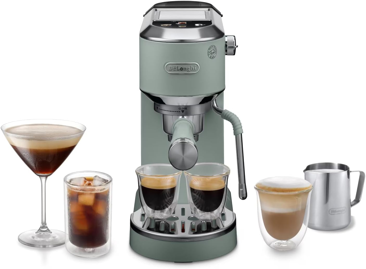 De'Longhi Dedica Style EC 685.B – Machine à expresso avec porte-filtre, machine à expresso avec mousseur à lait professionnel, seulement 15 cm de large, pour café moulu ou capsules ESE, réservoir d'eau 1 l, noir