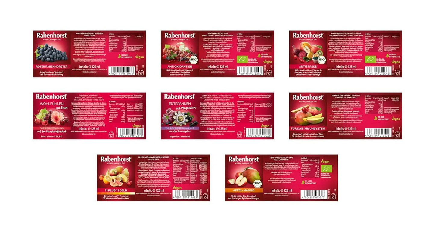 Mini coffret dégustation Rabenhorst, 8 variétés ou 3 bouteilles (24 X 125 ml) Boissons non alcoolisées Naty Shop