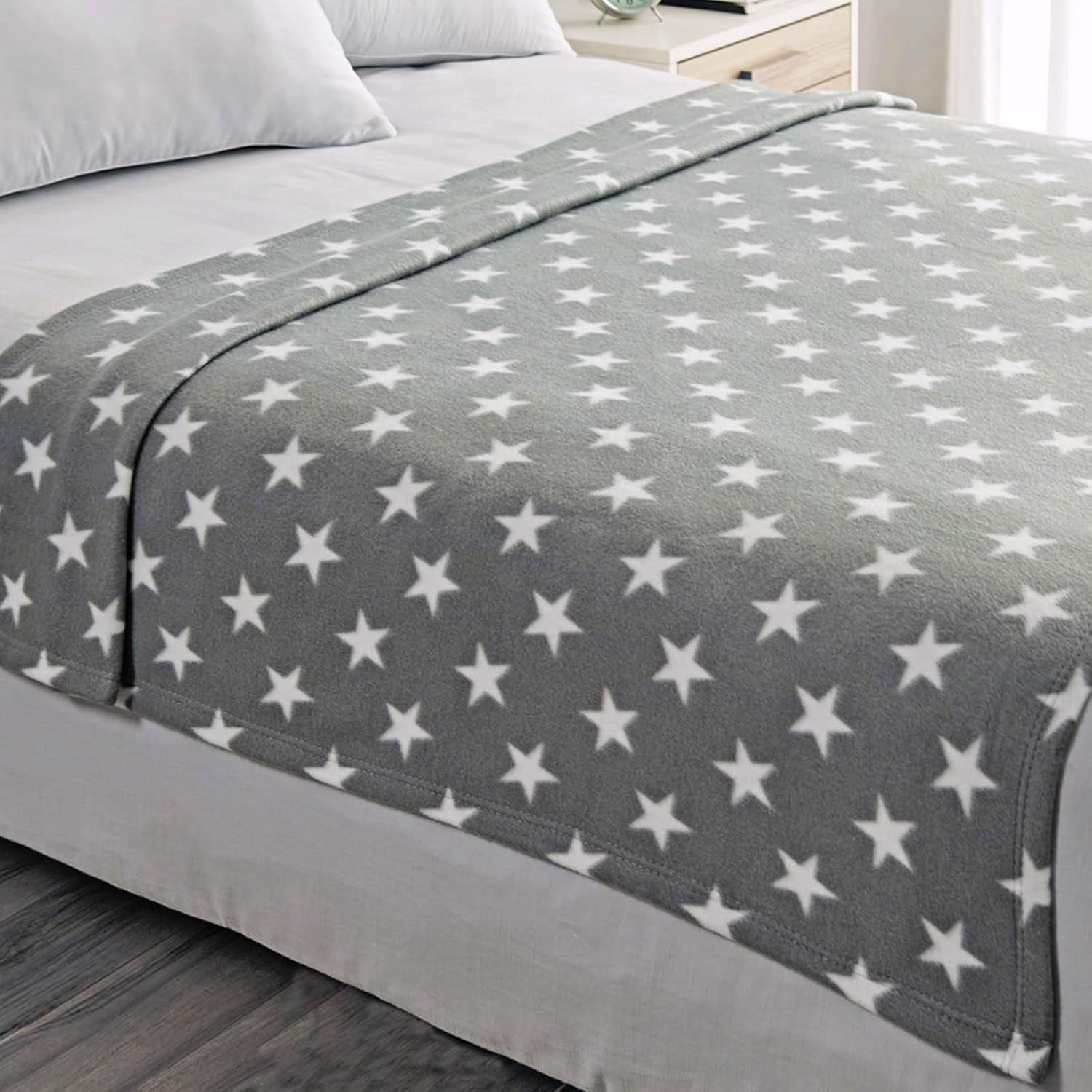 DREAMSCENE couverture confortable couverture moelleuse couverture polaire - couverture de salon chaude hiver douce, couverture de canapé, couverture de canapé, couverture câline enfants, salon et couvertures câlines 120X150Cm, couverture de canapé étoiles grises Lits et couvertures Besuche den DREAMSCENE-Store