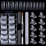 Ensemble de 120 formes d'ongles, extensions d'ongles, formes d'ongles en gel, ensemble de formes d'ongles avec brosse à double tête et lime à ongles avec clips, pour ongles en gel