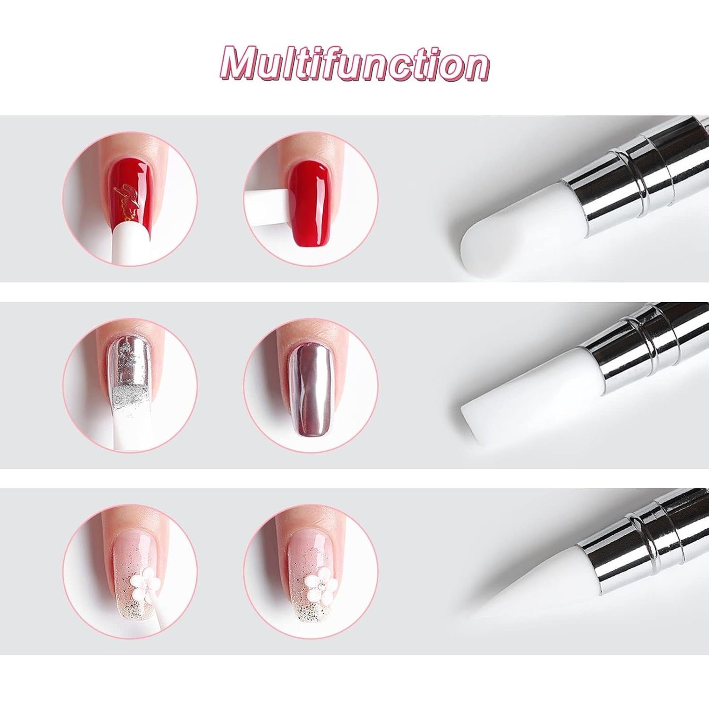 Qufiiry 5 pièces pinces à ongles en silicone, pinces à ongles en gel, ensemble de pinces à modeler en silicone, double coup de pinceau bricolage atelier de manucure