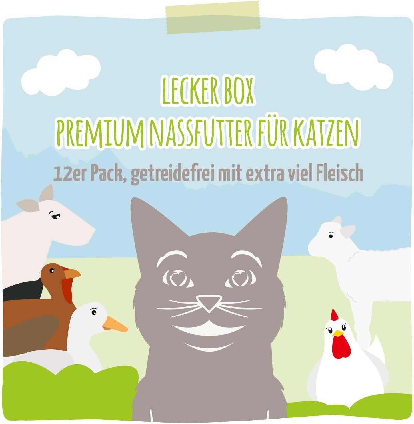 MjAMjAM - Nourriture humide de qualité supérieure pour chats - Boîte délicieuse de 12 paquets (12 x 200 g) sans céréales avec de la viande supplémentaire