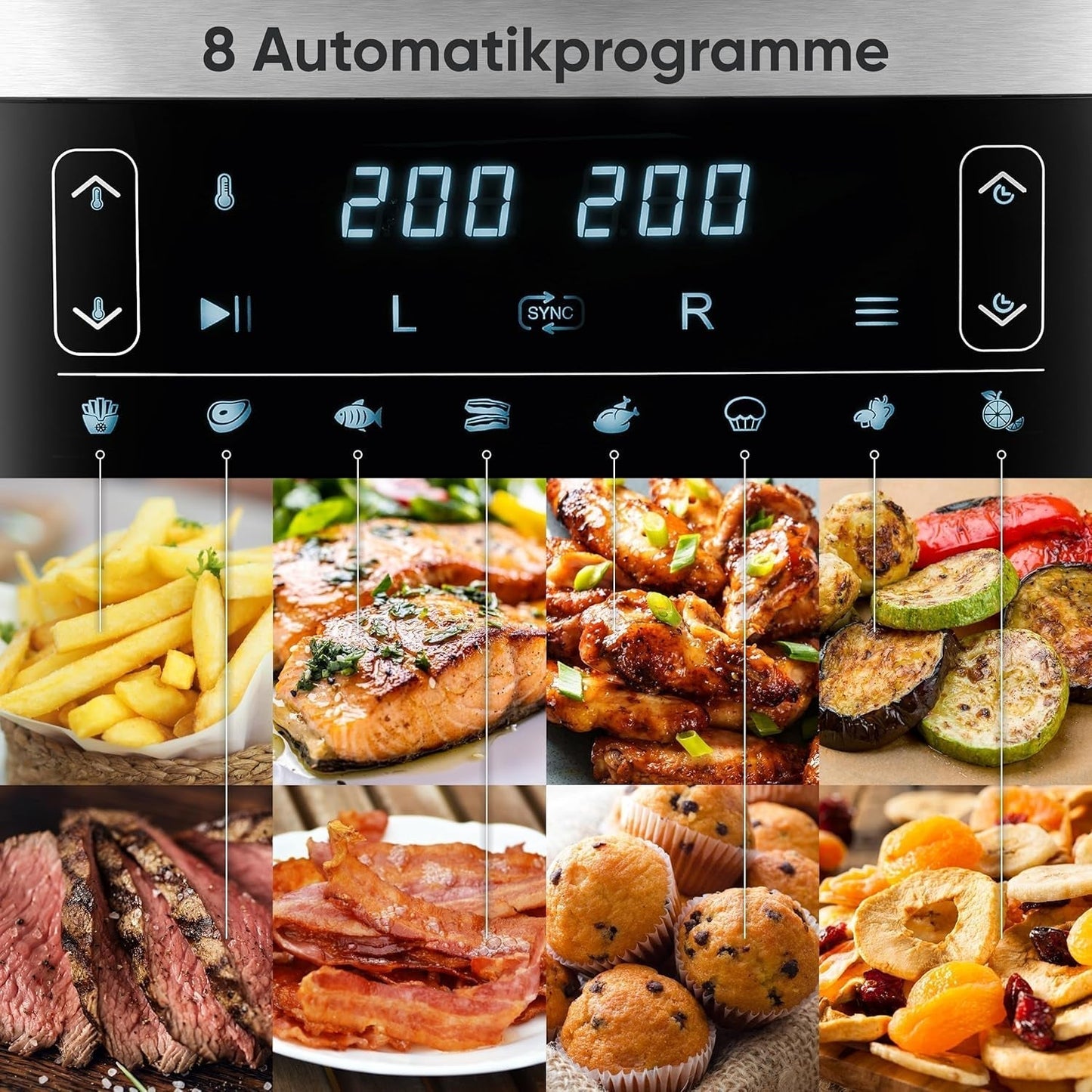 SEVERIN Friteuse double air chaud avec chambre de cuisson 2 X 3,8 L, 8 programmes automatiques Électroménager Naty Shop