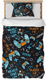 Linge de lit pour enfants, garçons, différents modèles, avec fermeture éclair, literie en microfibre polyester - enfants Naty Shop Game Controller 135X200 Cm + 80X80 Cm