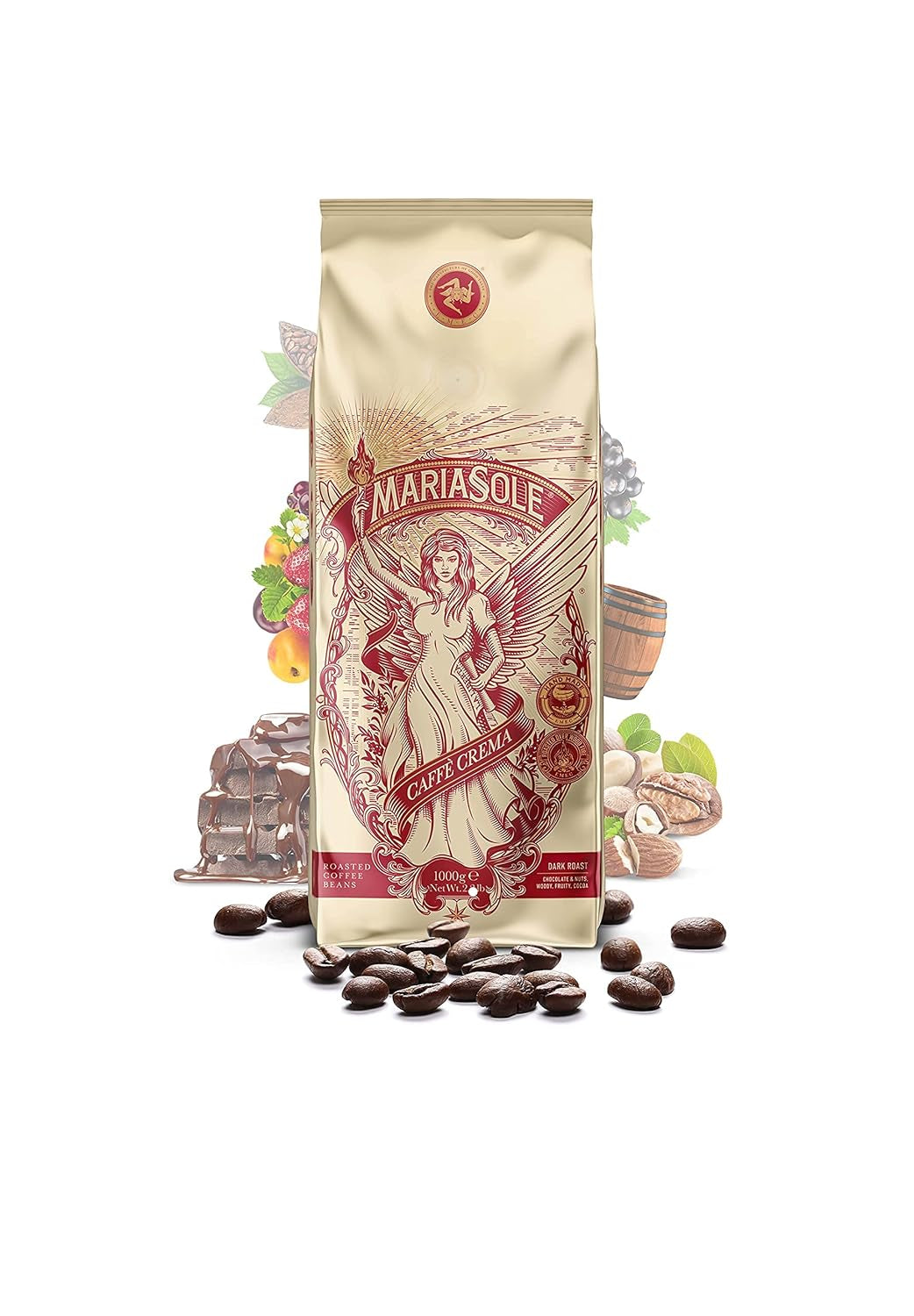 Caffè Crema 1 kg – Röstung traditionnel en Sicile sur feu de bois à la main – Machines à café haut de gamme pour automates et machines à café