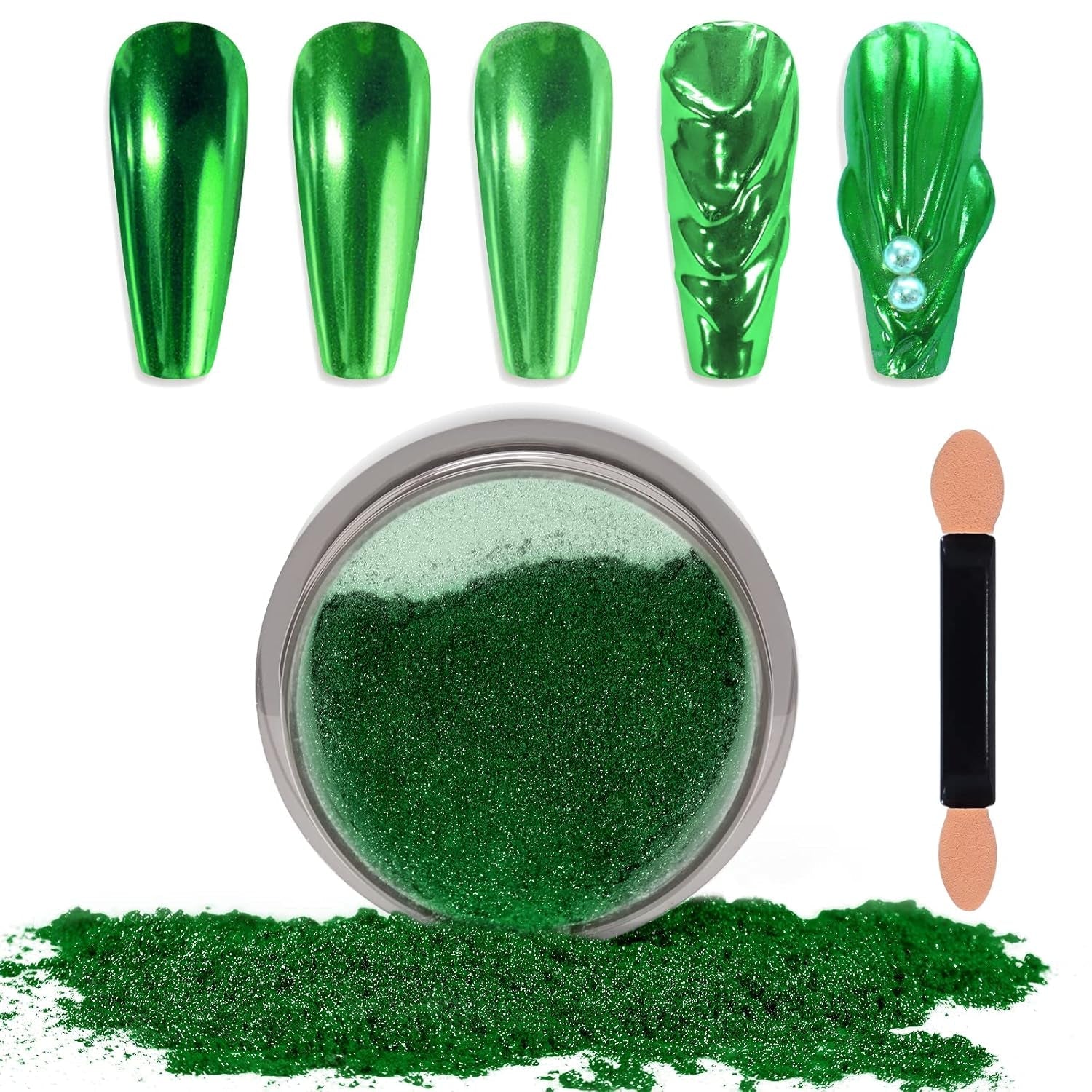 Chrome Nagel Pulver Spiegel Effekt Metallic Staub Holographische Glitter Glasierte Maniküre Dekoration Reflektierendes Pigment For DIY Gel Polish Nail Art, Harz Handwork, Geschenke for Gold