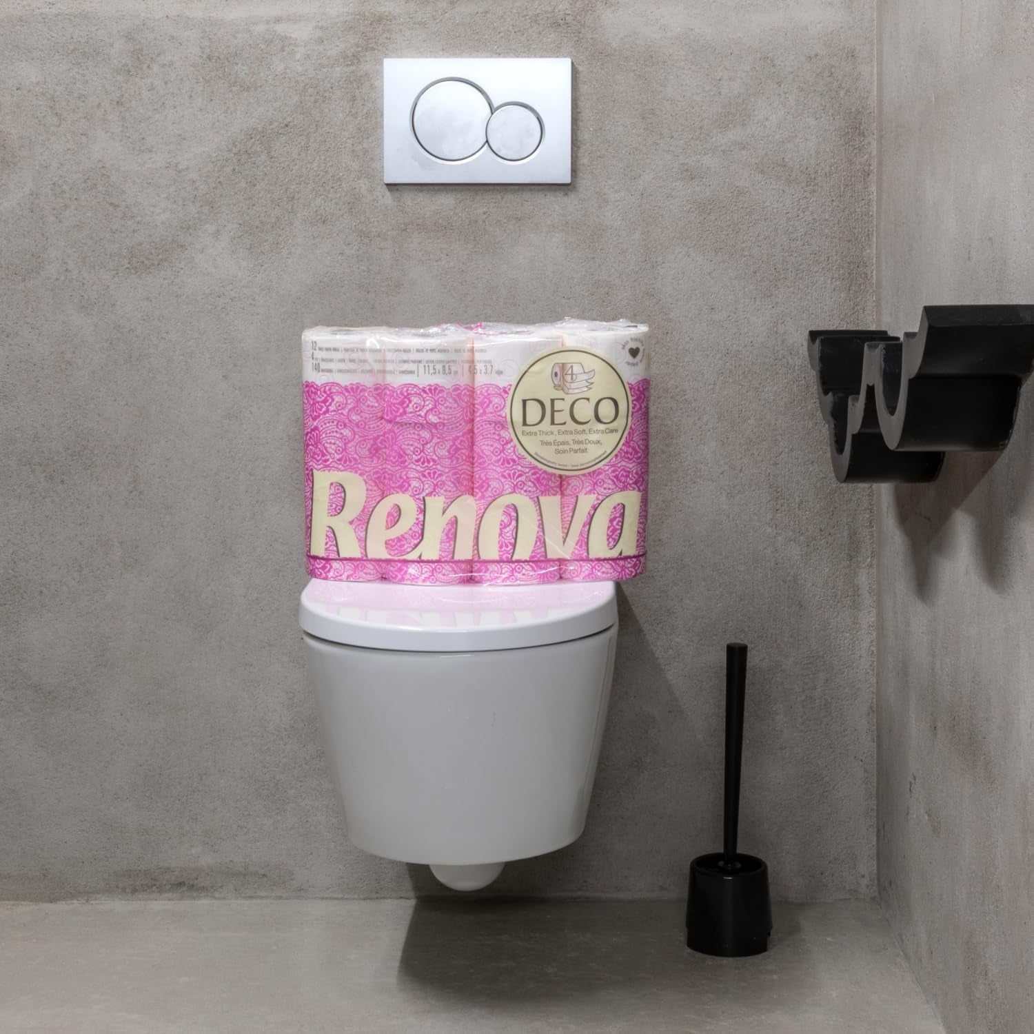 Papier toilette Renova 4 couches blanc décoré parfumé - 12 rouleaux rouleau Blanco Decorado Perfumado