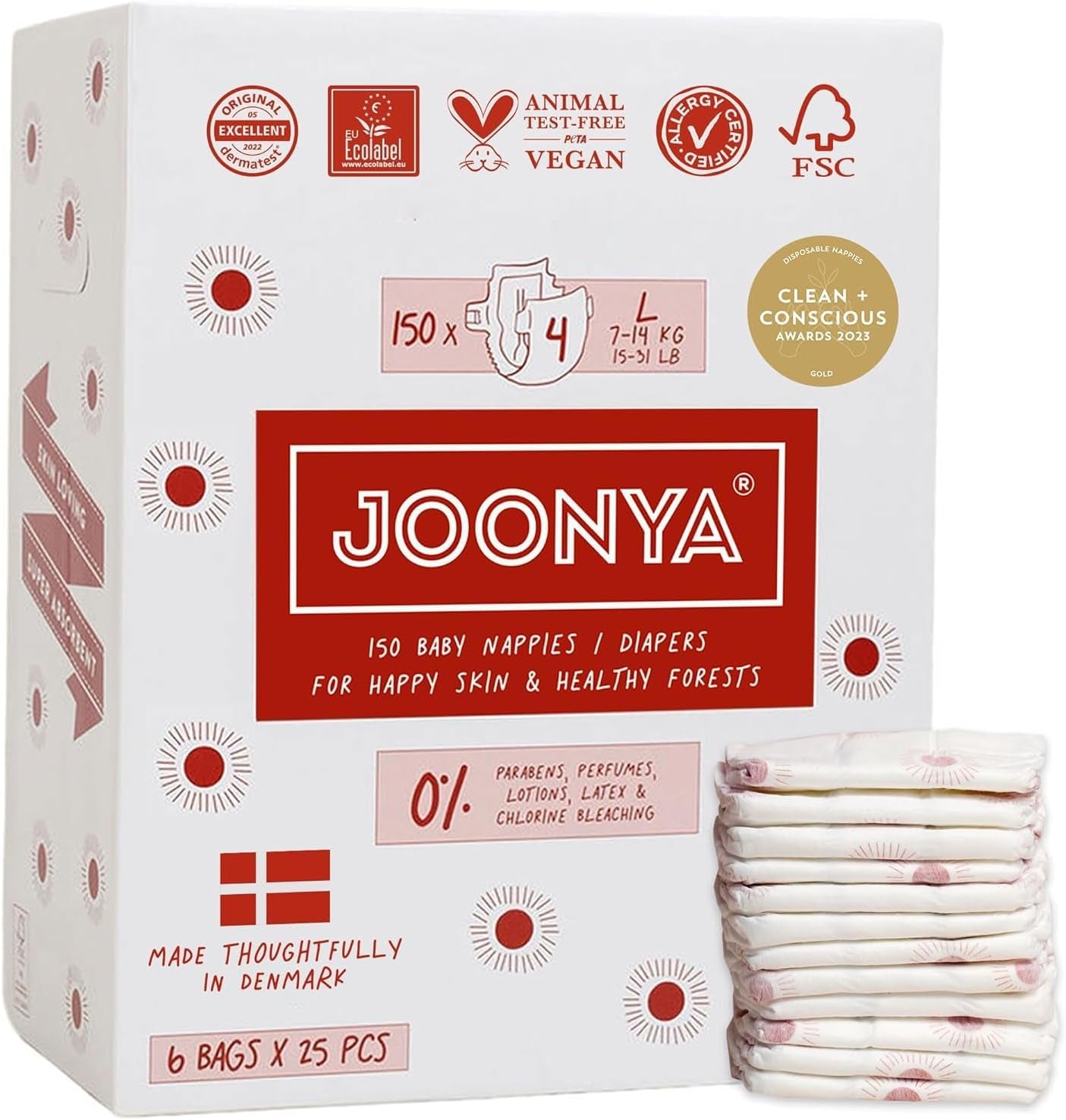 Couches bébé taille 3M (4-8 kg) - 1 sachet de 28 - Sans substances nocives, écologiques, très absorbantes, adaptées à un usage nocturne, ultra fines et douces - Fabriquées au Danemark