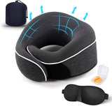 TALLGO Oreiller cervical de voyage en mousse à mémoire de forme pour avion Appui-tête doux et réglable pour avion, voiture, maison Rose Naty Shop Oreillers orthopédiques cervicaux Noir 4 Standard
