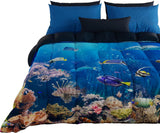 PETTI Artigiani Italiani housse de couette pour lit double, 100% Made in Italy, Couettes et couettes Aquarium Naty Shop Acquario 160 X 190 Cm