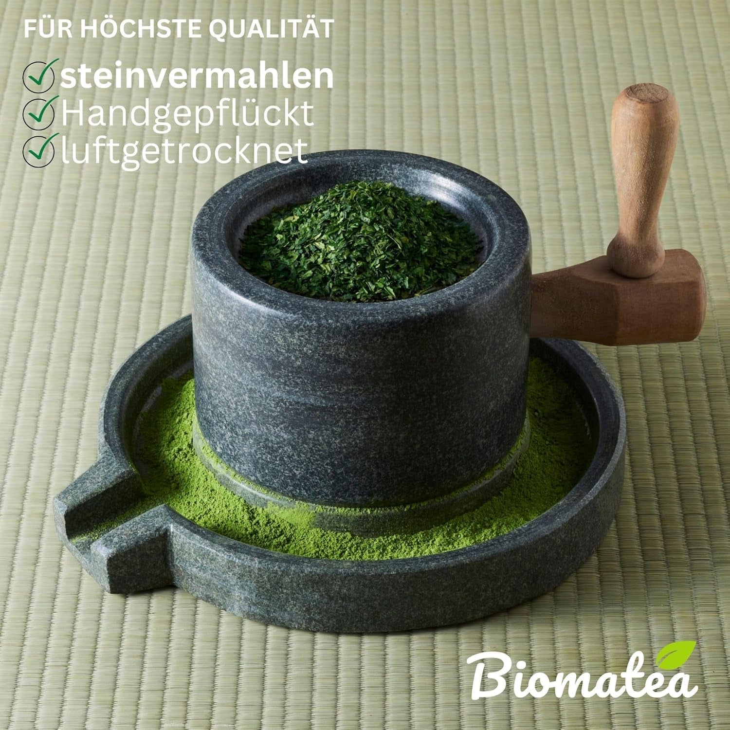 Thé Matcha Sakura 50 g – Qualité cérémonielle du Japon – Thé vert de qualité supérieure avec poudre de fleur de Sakura – Première récolte, moulu sur pierre, végétalien, sans additifs