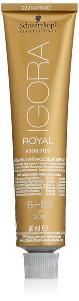 Coloration capillaire Igora Royal Absolute Age Blend, 7-560 Blond chocolat doré moyen, 60 ml Naty Shop Coloration capillaire 6-80 Blond foncé rougeâtre naturel 60 ml (1 paquet)