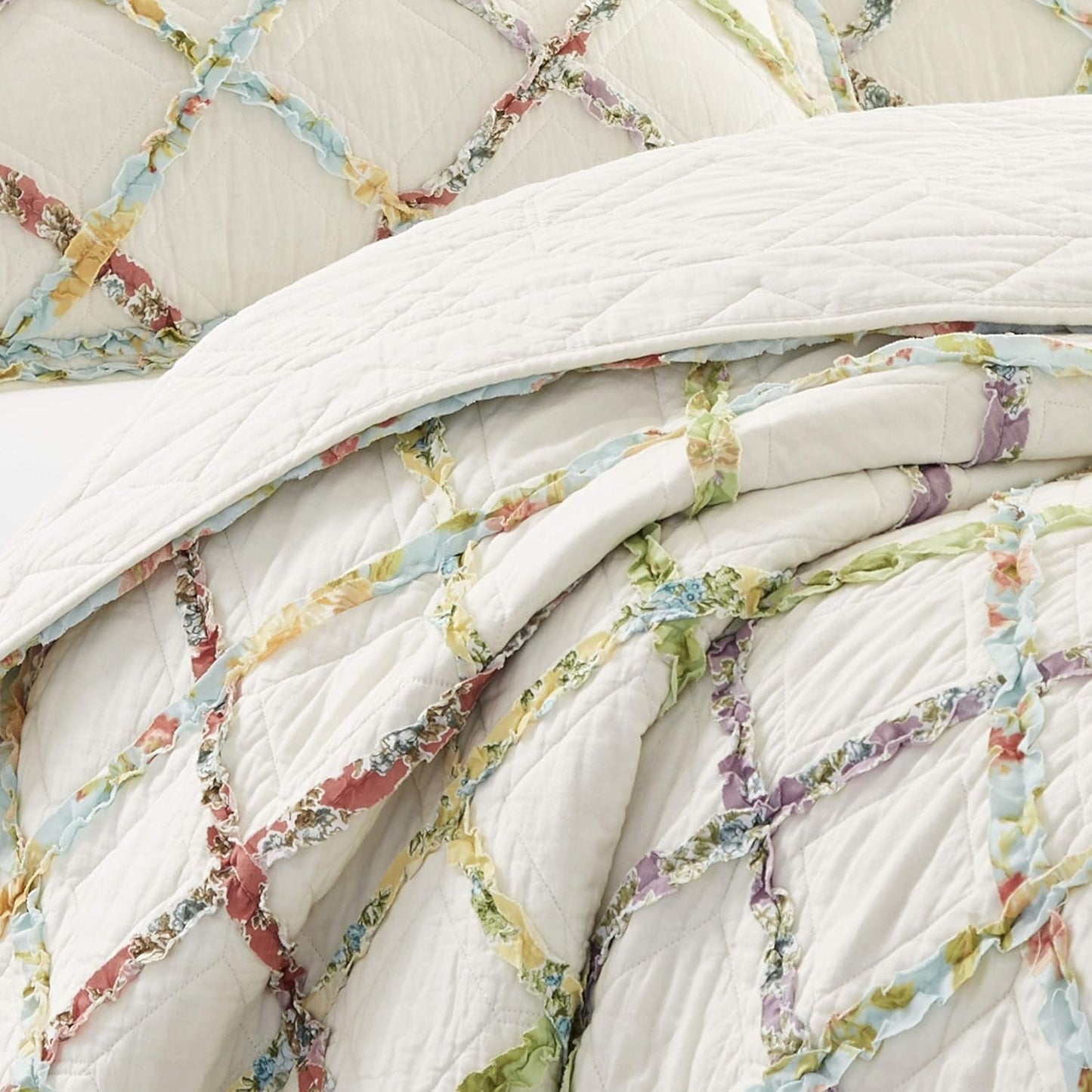 Laura Ashley Home Couette Rüschen Garden Collection, 100% coton, Ultra douce, Pour toutes les saisons, Réversible, Elégante, Lit double, Couleur Crème (197783) Couettes et couettes Naty Shop