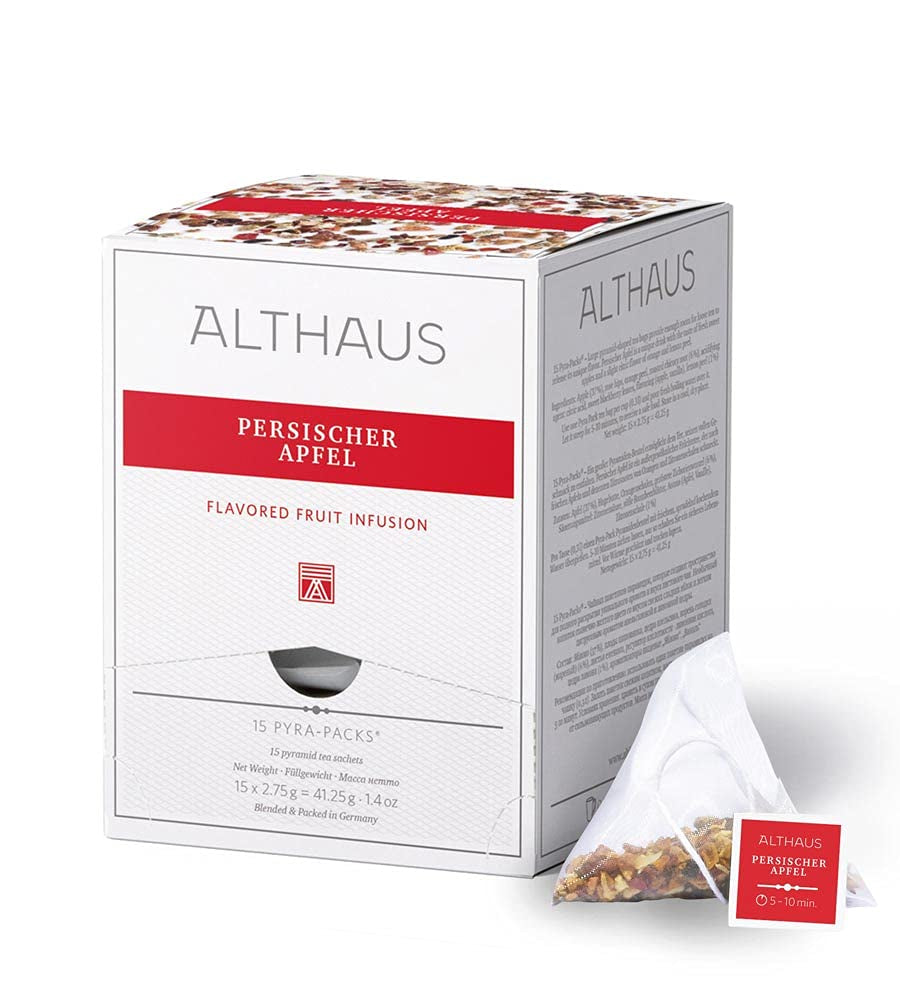 Althaus Tea PERSIAN APPLE ⋅ Thé aux fruits en sachets pyramidaux PYRA PACK ⋅ Thé aux fruits aromatisé à l'arôme pomme ⋅ 15 X 2,75G