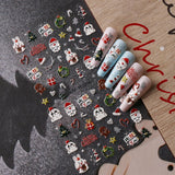 Autocollants pour ongles 3D de noël, 4 feuilles d'autocollants pour ongles 5D, stéréoscopiques, décorations, accessoires de conception d'ongles