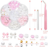 Charmes d'ongles 3D, Charms d'art d'ongle Schleifen, Blumen und Perlen, Charms de Nagel au Harz, Ensembles de décorations de ongles, Charms de bricolage Nägel, Nagelanhänger
