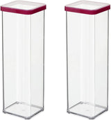 Rotho Loft Lot de 5 bocaux de conservation avec couvercles, différentes tailles, plastique alimentaire (PP) sans BPA, transparent/rouge (21,4 x 21,4 x 23,5 cm) Naty Shop 2 L boîtes de conservation carrées (lot de 2)