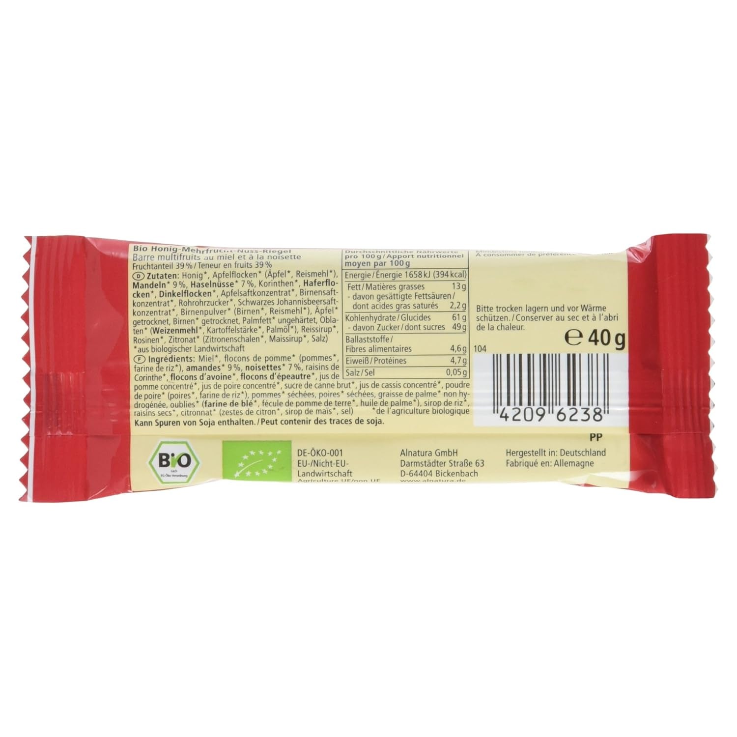 Bio Obstsalat-Riegel, paquet de 16 (16 x 40 g)