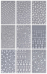 JMEOWIO Nagelsticker Frühling Weiße Blume 9 Blatt Nail Art Sticker Selbstklebend Nagelaufkleber Sommer Blumen Dekoration Nageldesign Zubehör