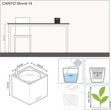 Cube à herbes de haute qualité LECHUZA CANTO Stone 14 avec système d'arrosage en bâton, gris pierre