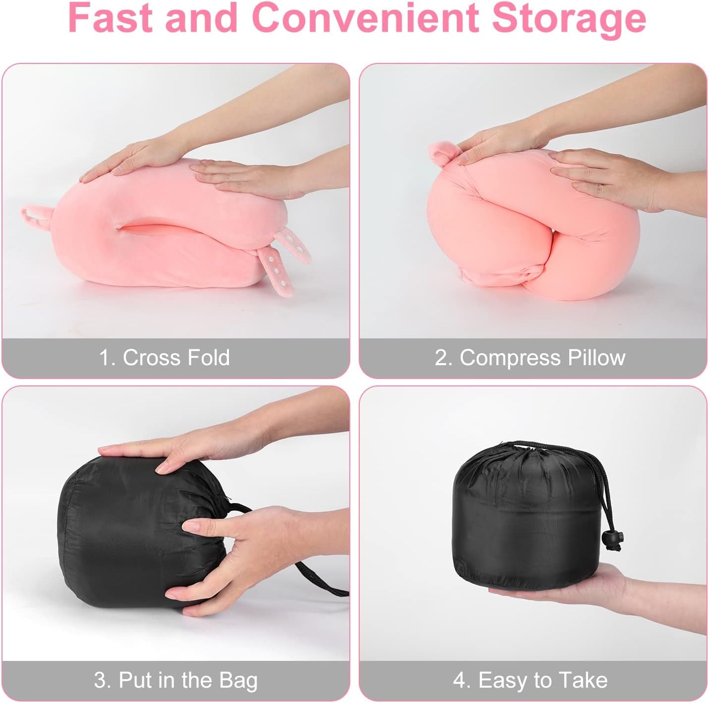 TALLGO Oreiller cervical de voyage, meilleur oreiller d'avion en mousse à mémoire de forme pour appui-tête, oreiller doux réglable pour avion, voiture et maison, oreillers orthopédiques cervicaux roses Naty Shop