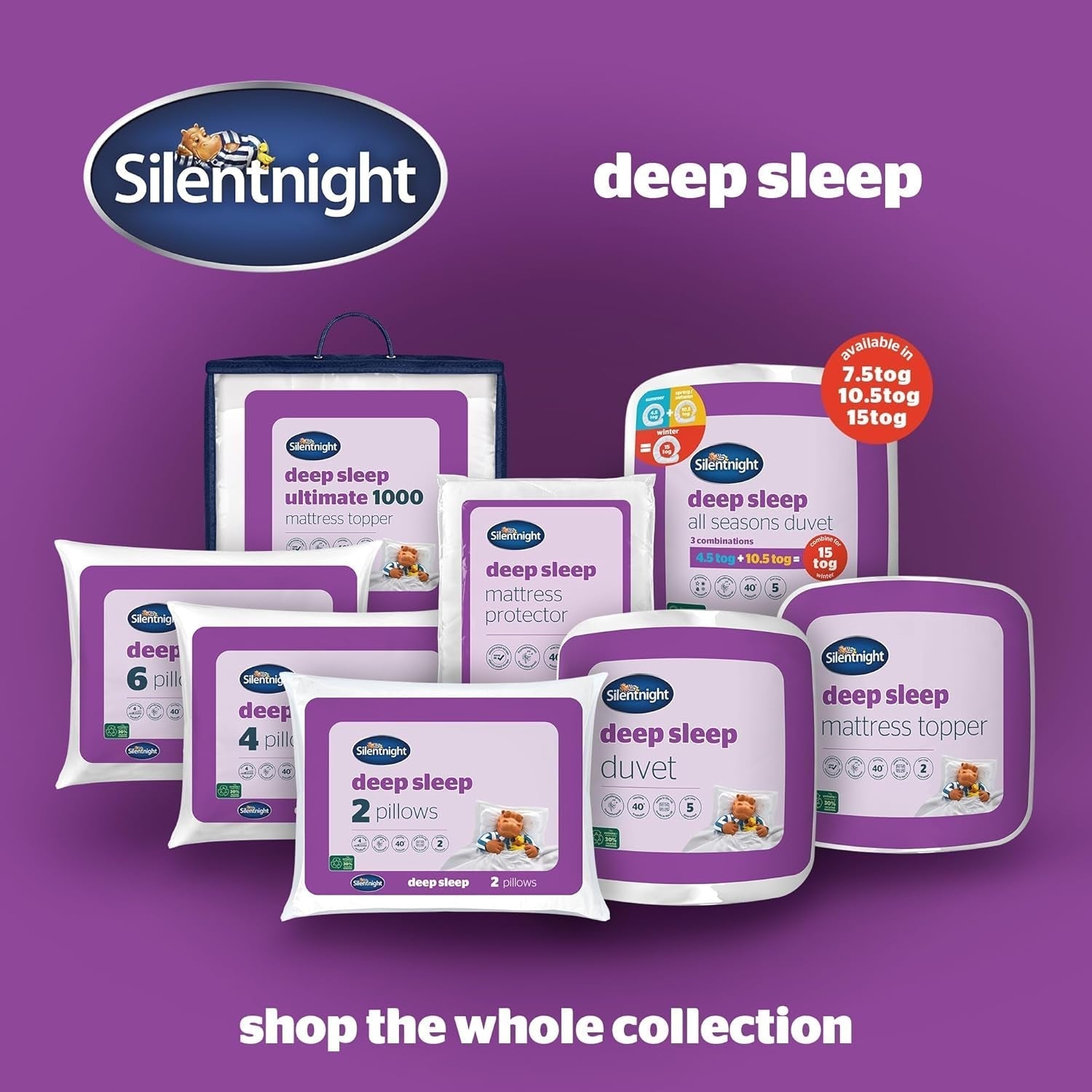 Couette Silentnight Deep Sleep, blanc, microfibre, blanc, lit simple Couettes et couettes Naty Shop