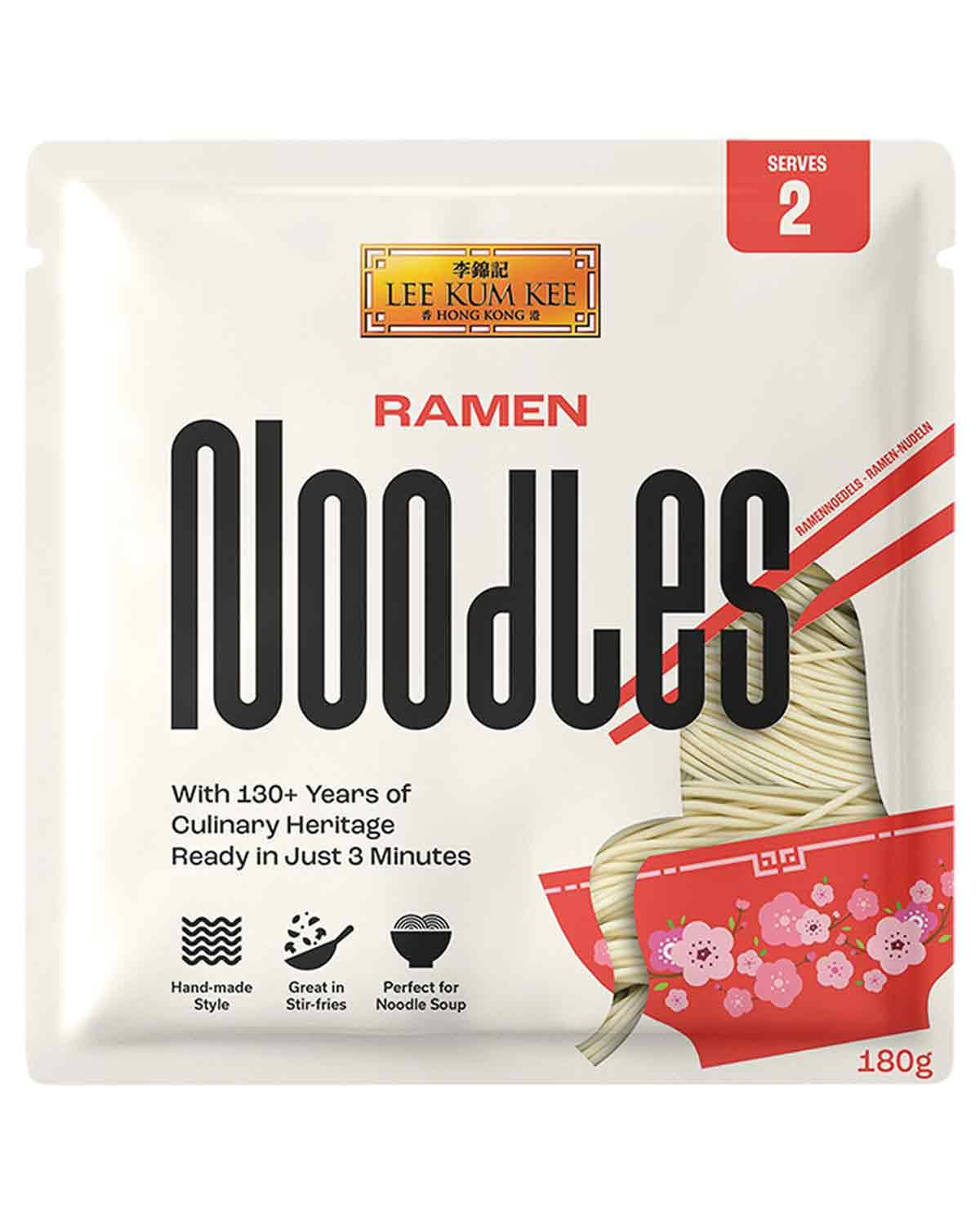 LEE KUM KEE Ramen Noodles - Ramen asiatique à la texture délicate et fine, le classique des soupes ramen et des plats au wok, nouilles semi-sèches, deux portions par paquet, 6 x 180g multipack