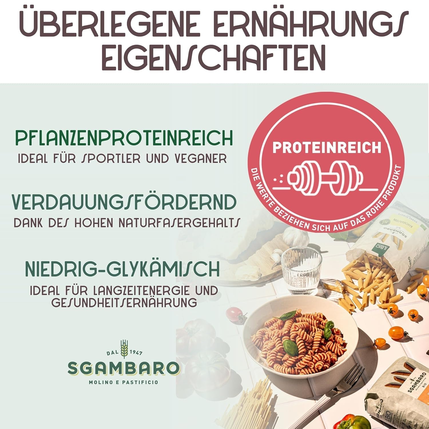 Pâtes bio Trivelline N.47 - 500g à la farine d'épeautre, farine de lentilles et farine de quinoa - Riche en protéines, source de fibres et de protéines