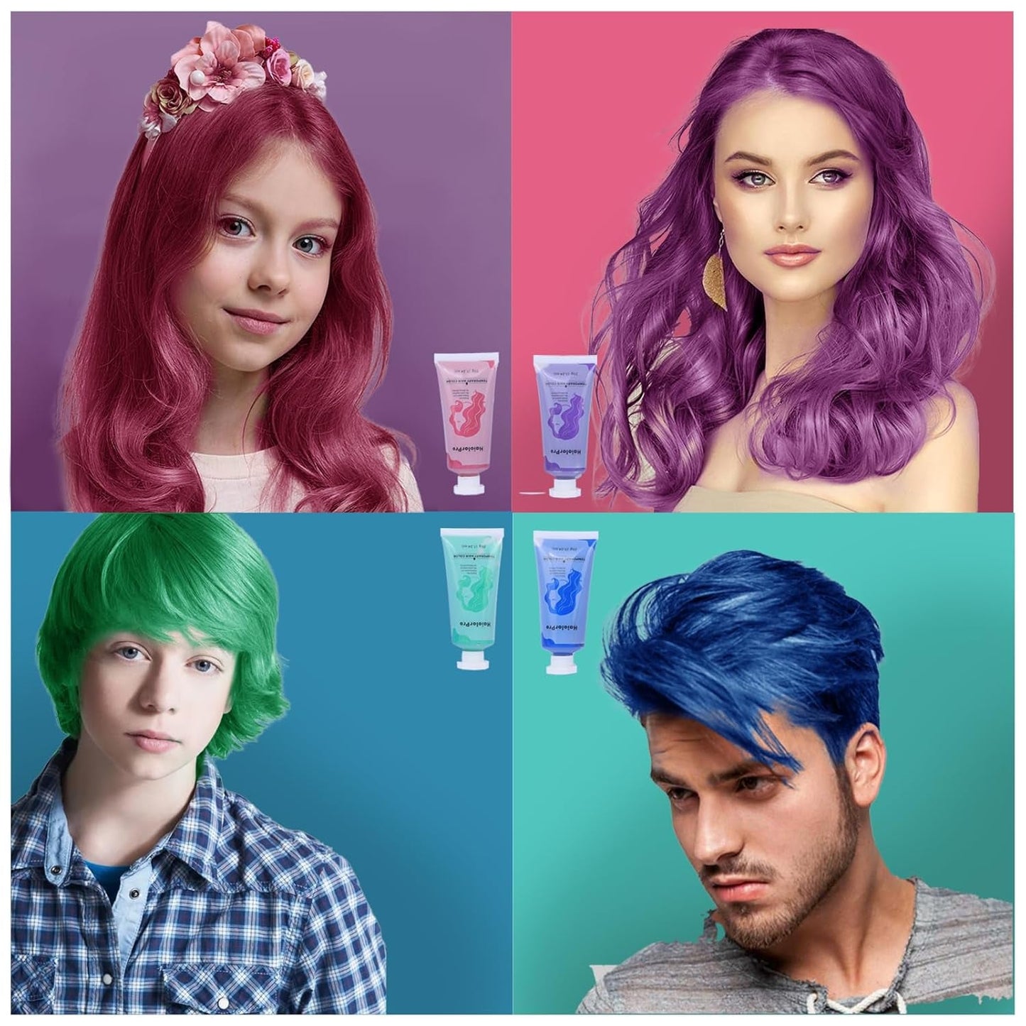 COLAYERIST Craie à Cheveux 4 Couleurs Craie à Cheveux pour Filles Adultes Ensemble de Teinture pour Cheveux Temporaire pour Enfants Craie à Cheveux Lavable Non Toxique Cadeaux pour Filles 6 7 8 9 10 11 12 13 Ans Naty Shop
