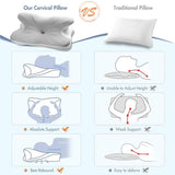 Elegear Oreiller en Mousse à Mémoire de Forme avec Housse de Coussin Rafraîchissante Oreiller pour Douleurs Cervicales Oreiller pour Dormeur Latéral Oreiller Ergonomique Oreiller Orthopédique pour Dormeur Latéral Dos Abdominal 63X 10/14 X36Cm Oreillers Orthopédiques Cervicaux Naty Shop