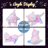 Chat en peluche musical à LED, jouet chantant léger, mère chat avec 3 chatons dans le ventre, berceuse animée, jouet apaisant pour mères, enfants, petites filles, arc-en-ciel, 45 cm