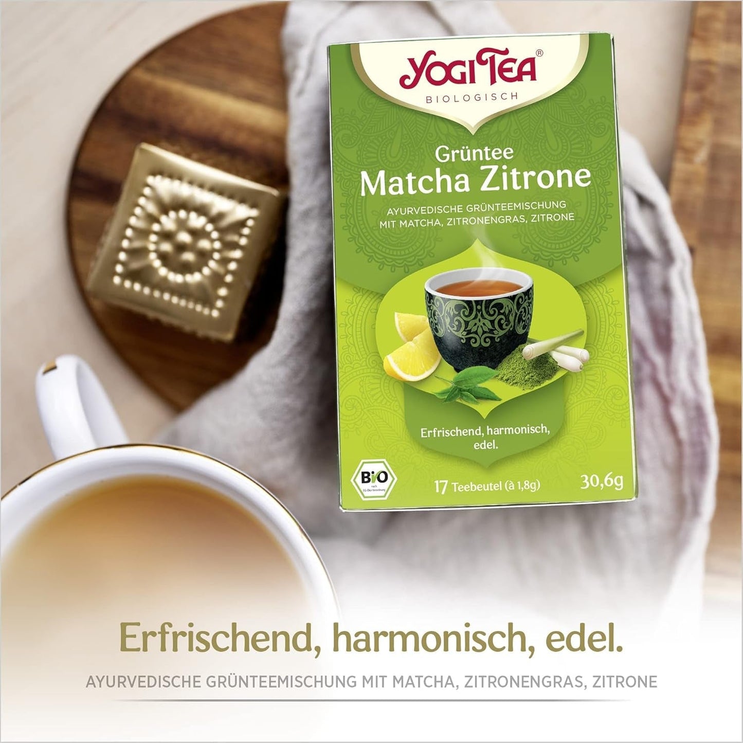 Yogi Tea - Thé vert matcha au citron, thé vert ayurvédique à base de plantes biologiques, mélange de thé vert, matcha, citronnelle et citron vert, paquet de 6 Yogi Tea, 6 x 17 sachets de thé (102 sachets de thé au total)