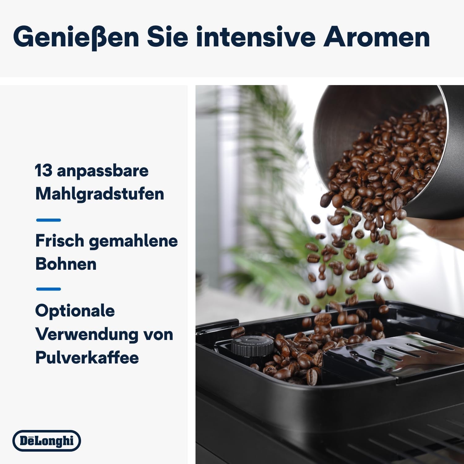 De'Longhi Magnifica Evo Next - Expresso entièrement automatique Perfetto avec mousseur à lait LatteCrema, 13 boissons à une touche, cafetière et cappuccino, écran tactile couleur, titane (ECAM312.80.TB)
