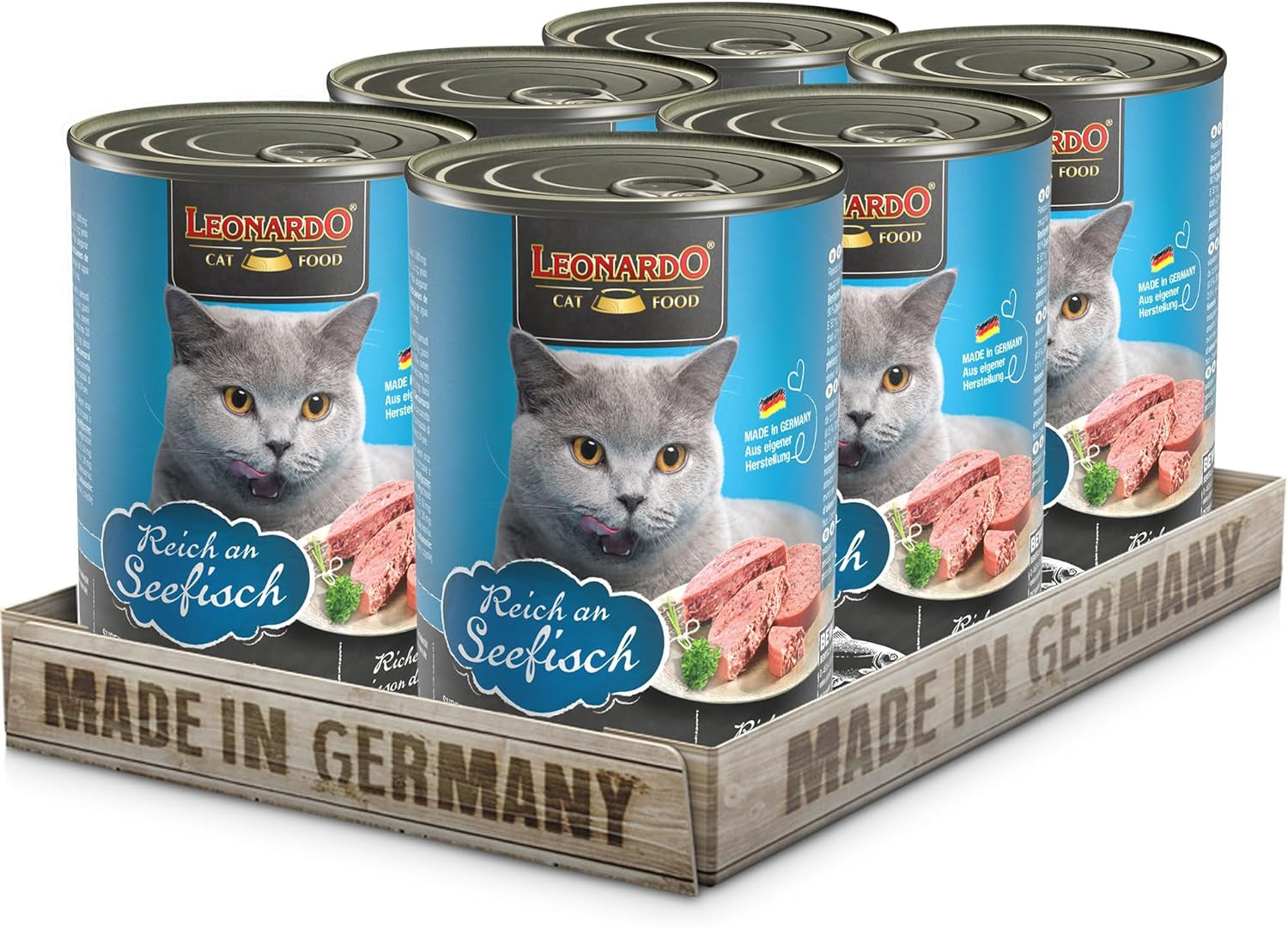 LEONARDO Nourriture humide [6x400g Fruits de mer] | Nourriture humide pour chats sans céréales | Aliments humides complets en conserve