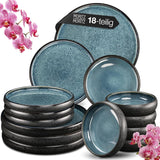 Moritz & Moritz SOLID Service de table en grès 18 pièces pour 6 personnes - Service de table pour 6 personnes, composé de 6 assiettes plates, 6 assiettes plates et 6 assiettes plates