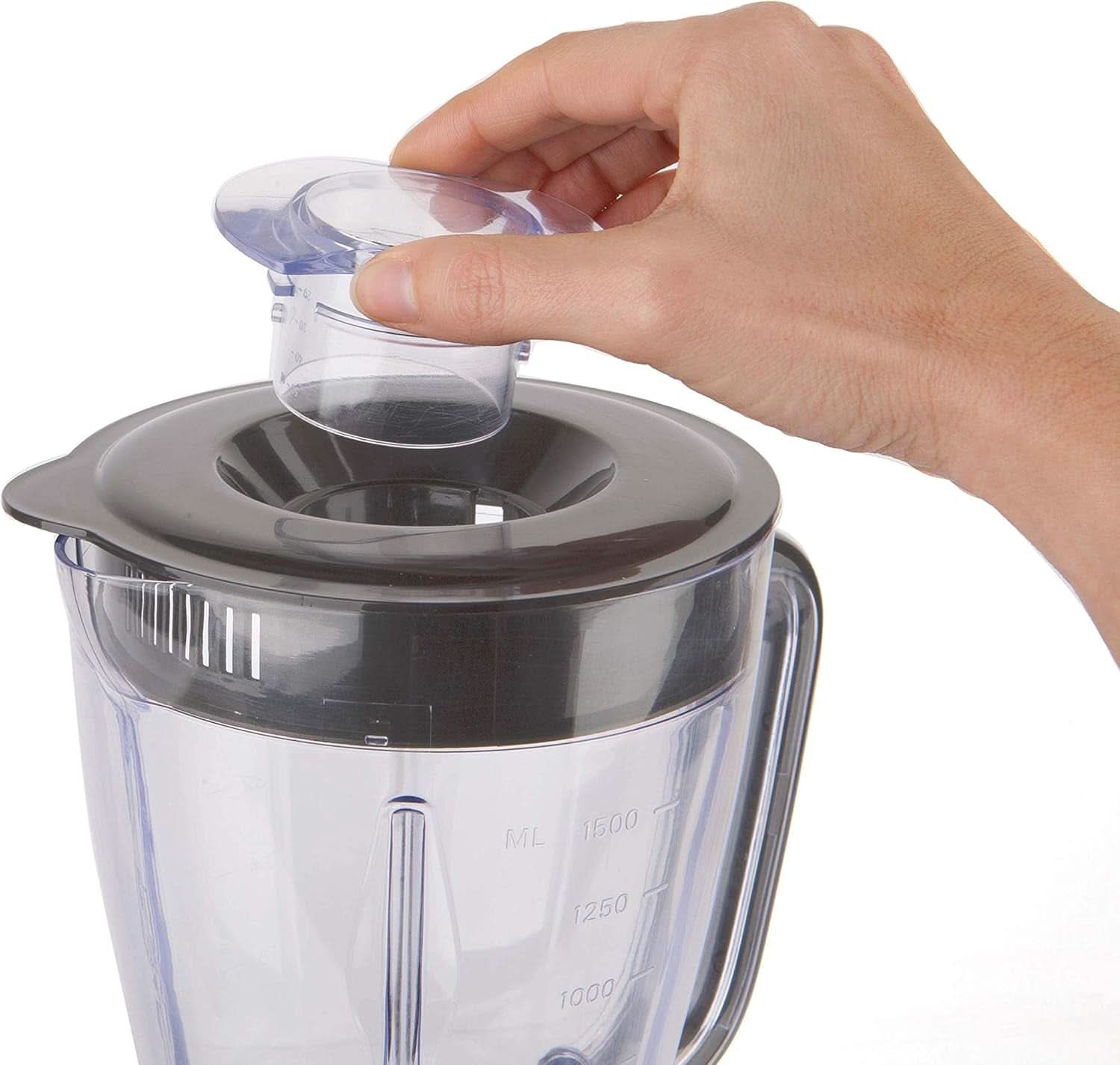 BLACK+DECKER Batteur sur socle | 500W | 2 vitesses | Fonction d'impulsion | Tapis Glask | 1,5L | Edelstahlmesser Mit 4 Klingen | Herausnehmbar Und Leicht Zu Reinigen | Cuisine Weiß Und Grau Naty Shop