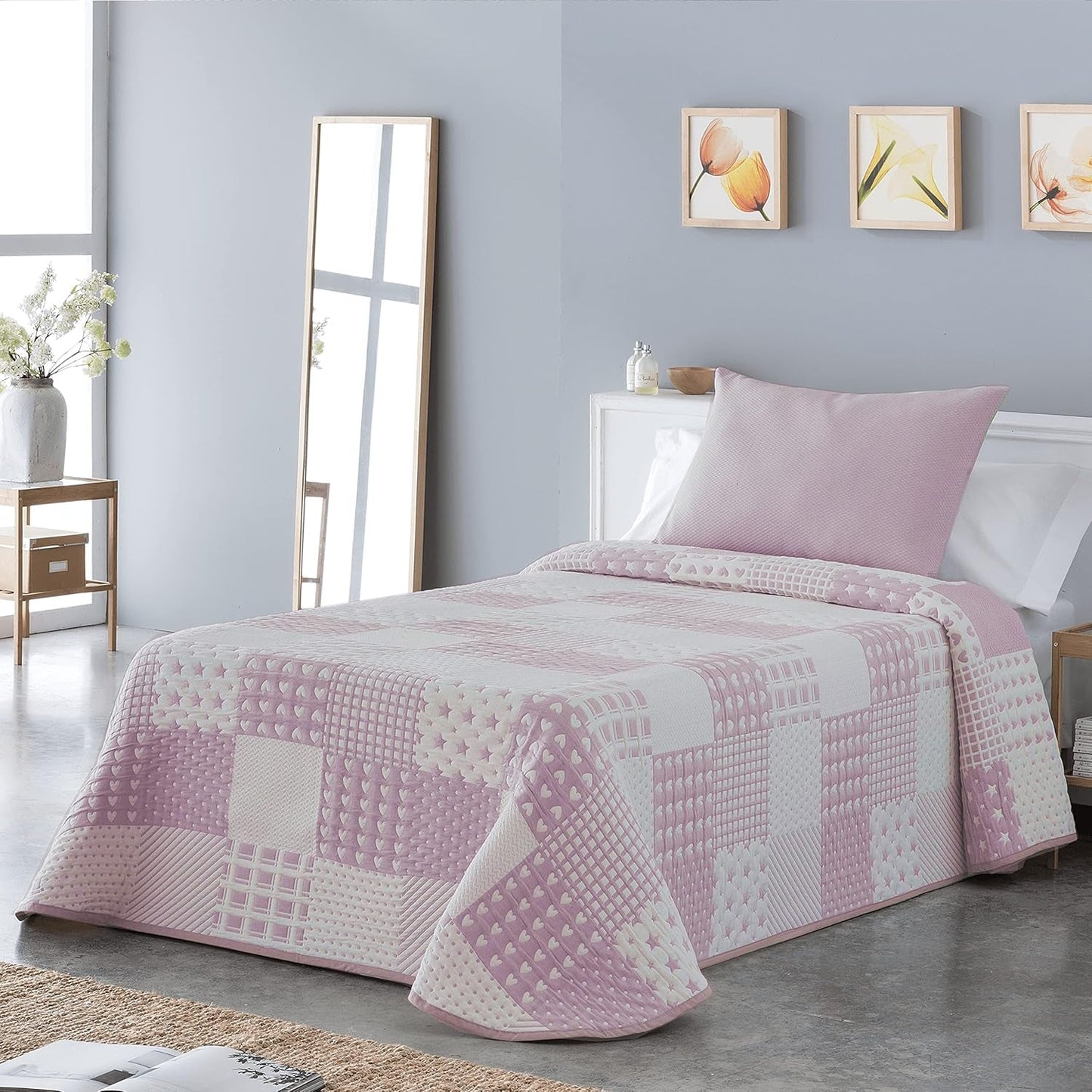VIALMAN Colcha Bouti Ligera Couvre-lit Sofia 21, coton polyester, beige, Cama 150 : 250 X 270 Cm Lits et Couvertures Besuche den VIALMAN-Store Rose Cama 150 : 250Cm X 270Cm