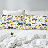 Jungen Cartoon Car Literie Set 135X200,Kinder Bau Fahrzeuge Tröster Abdeckung Für Kind Kleinkind Teens,Dinosaurier Bettbezug,Traktor Maschinerie Bagger Bettdecke Abdeckung,Lkw Autos Bettdecke Naty Shop