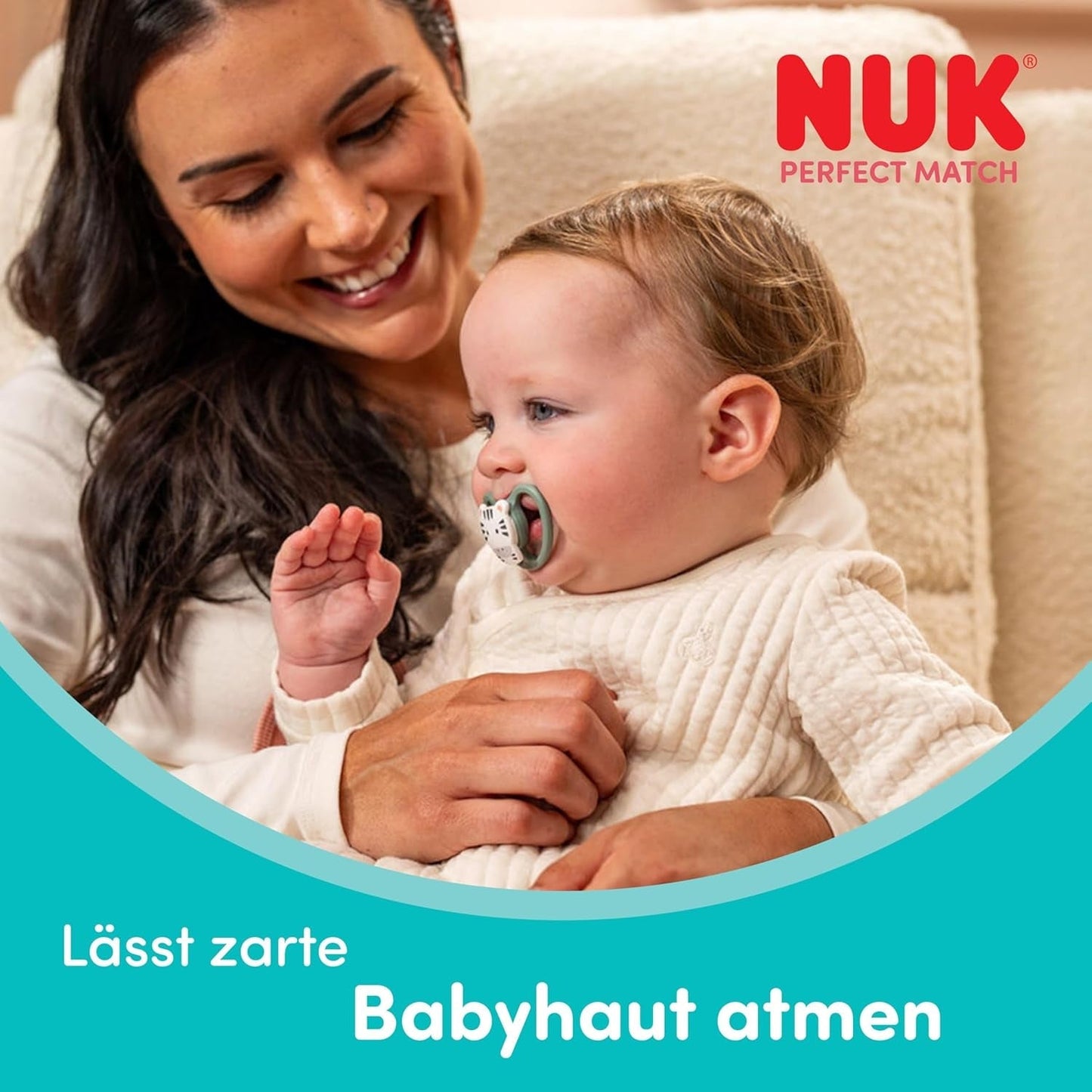 Sucettes NUK Perfect Match Air Night pour bébés | 0-6 mois | Sucettes qui brillent dans le noir qui favorisent la circulation de l'air et empêchent la bave | 95 % d'acceptation par les bébés** | Lion | Paquet de 2