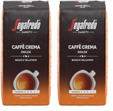 Segafredo Zanetti Caffè Crema Dolce - Grains entiers (paquet de 1 kg) - Convient pour Caffè Crema - Grains de café torréfiés légèrement à moyennement au goût doux et équilibré (paquet de 2)