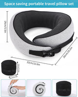 Oreiller cervical d'avion, oreiller de voyage en mousse à mémoire de forme, oreiller cervical pour adulte, oreiller d'avion réglable et lavable, oreiller de voyage ergonomique (gris) Oreillers orthopédiques cervicaux Naty Shop