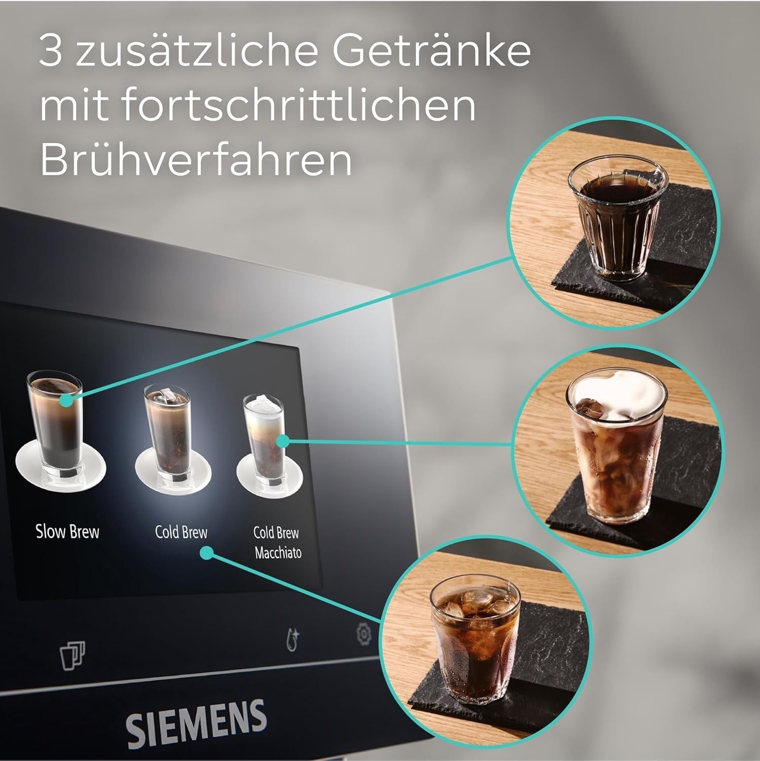 Machine à expresso automatique Siemens EQ700 classic TP715D01, contrôle par application, infusion froide, écran tactile intuitif, jusqu'à 10 créations de café individuelles comme favoris, nettoyage automatique à la vapeur, 1500 W, gris argenté