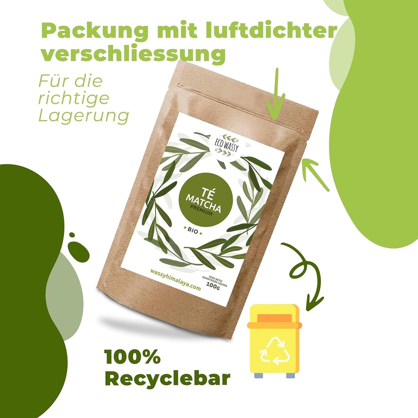 Thé Matcha japonais, qualité premium, en poudre. 100% naturel. Réducteur de thé vert, puissant détoxifiant et antioxydant. Matcha purement cultivé - Origine : Japon (100 g)
