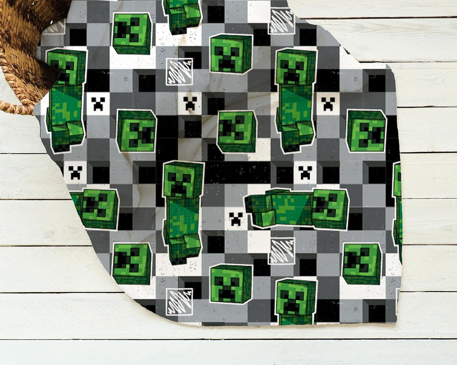 Character World Minecraft Couverture polaire officielle | Scribble Design réversible 2 côtés, couverture super douce et chaude pour lits et couvertures Besuche den Character World-Store